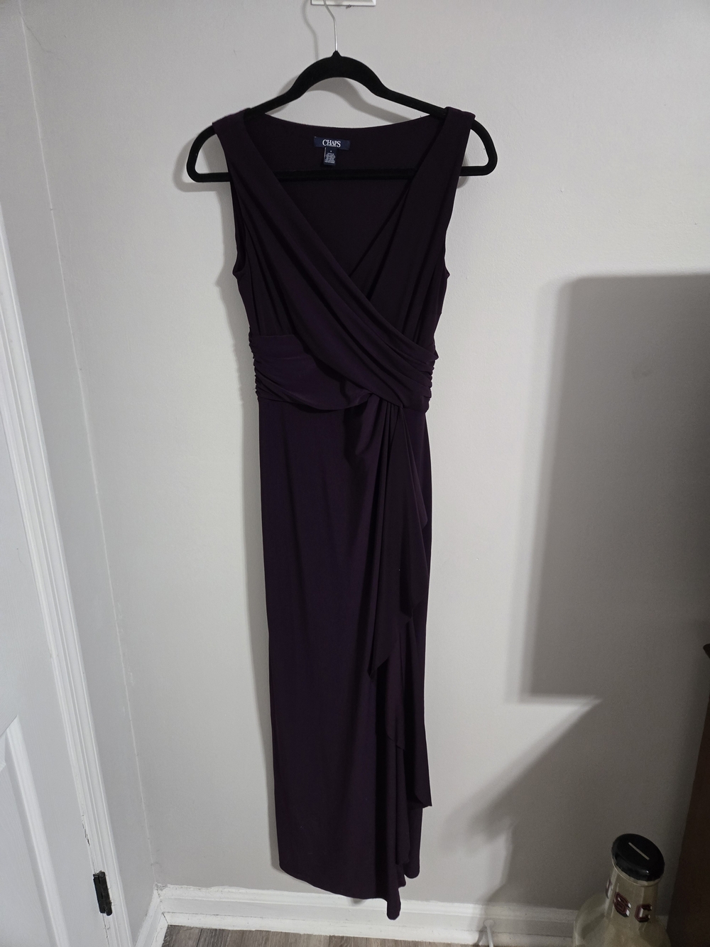 Chaps Sleeveless Wrap Maxi Dress in Plum